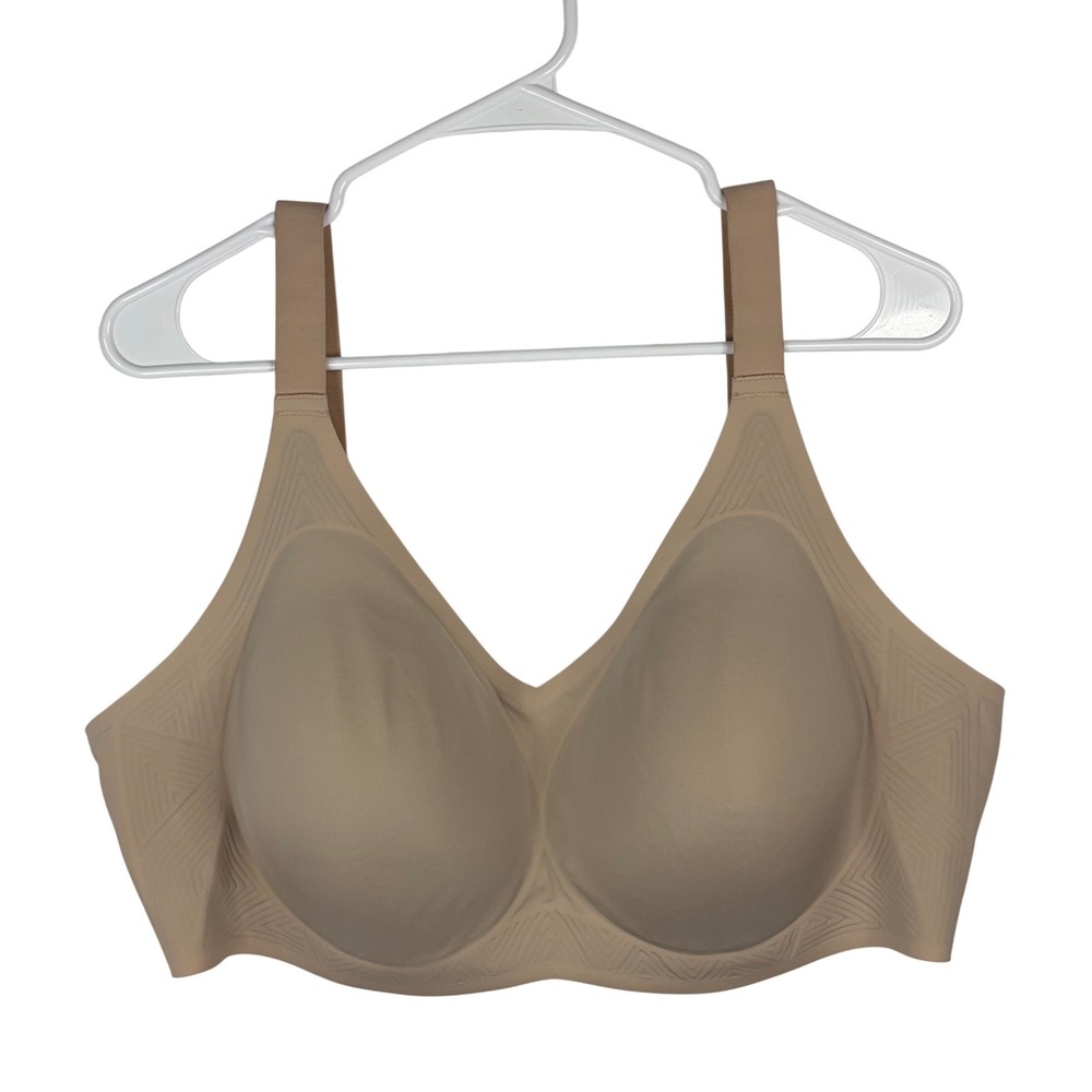 Comfelie Wireless Plus Size Bra Tan Nude‎ Seamless Removable Pads 3XL Plus